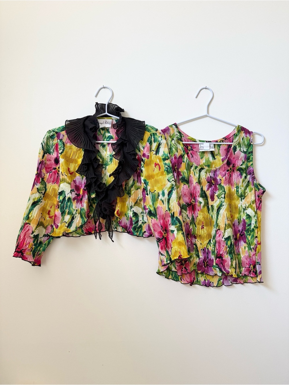🌞 Vintage Joseph Ribkoff Set Floral Accordion Top And Jacket Y2K